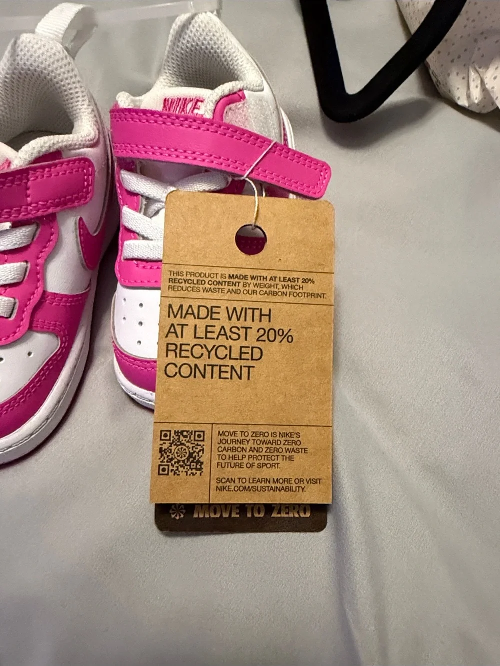 Nike Kids White and Hot Pink Velcro Sneakers